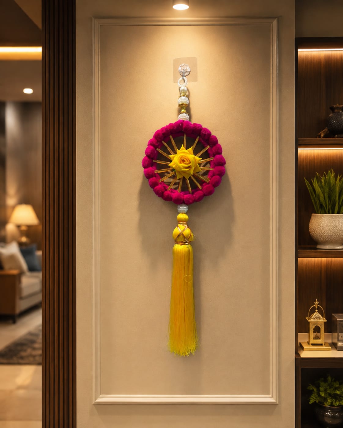 Vibrant Yellow & Pink Festive Wall Hanging