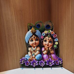 Divine Radha-Krishna 3D Wall-Mounted Key Holder
