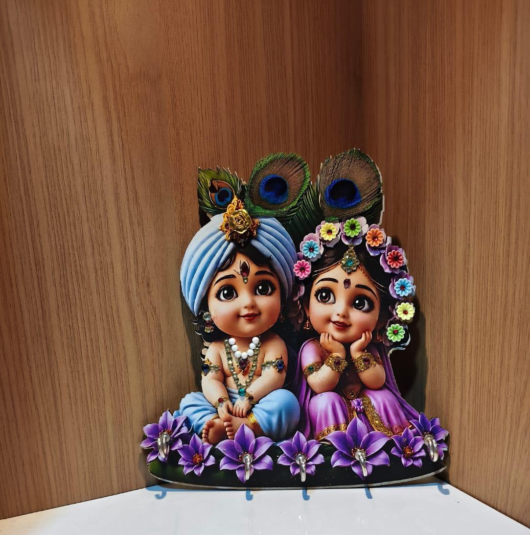 Divine Radha-Krishna 3D Wall-Mounted Key Holder