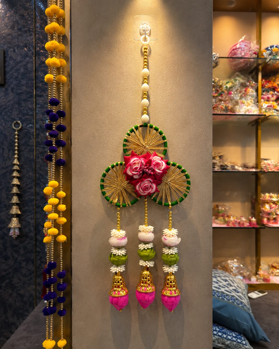 Elegant Rose & Lotus Ring Hanging Ornament